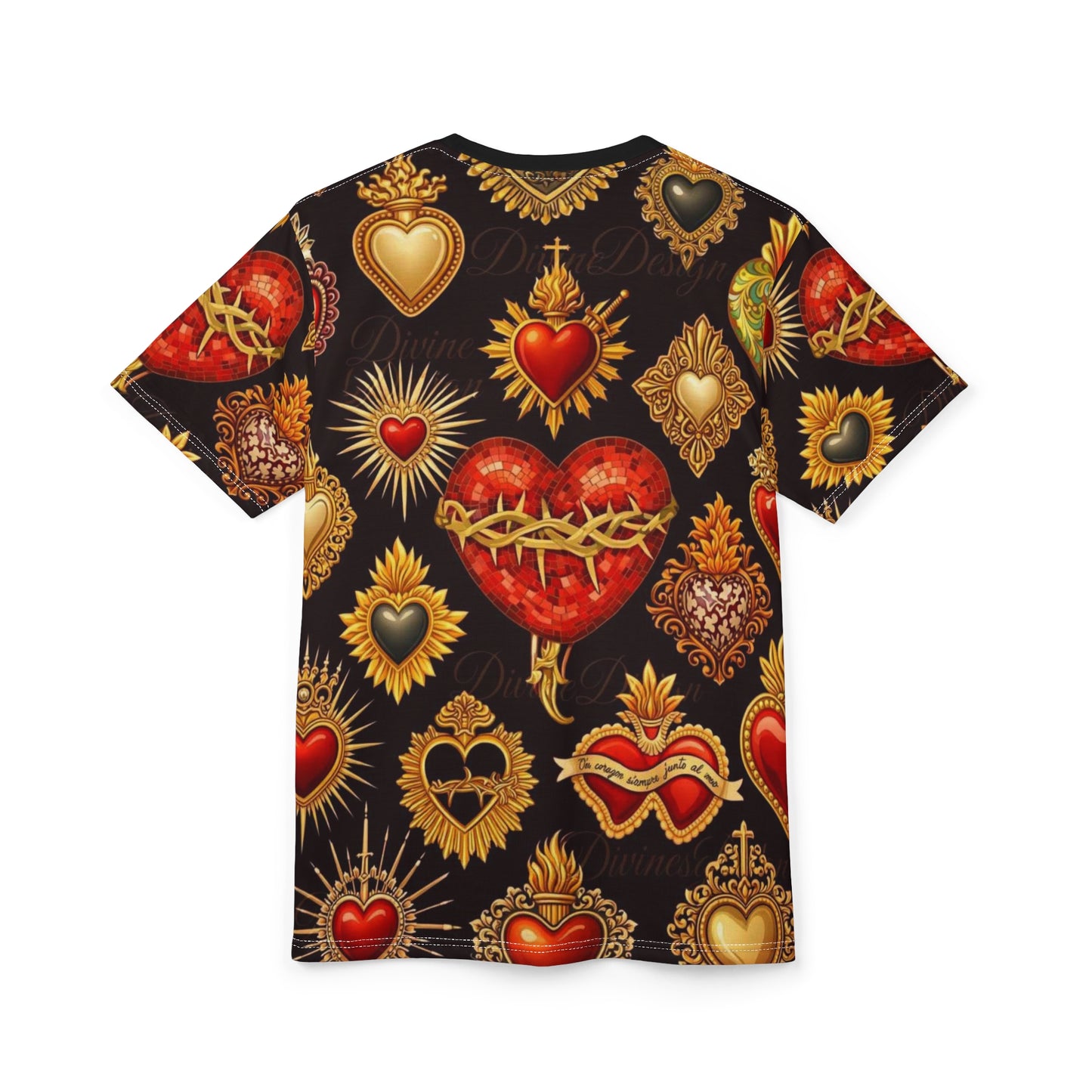 Sacred Heart Pattern Tee — All-Over Print Gothic Heart Shirt